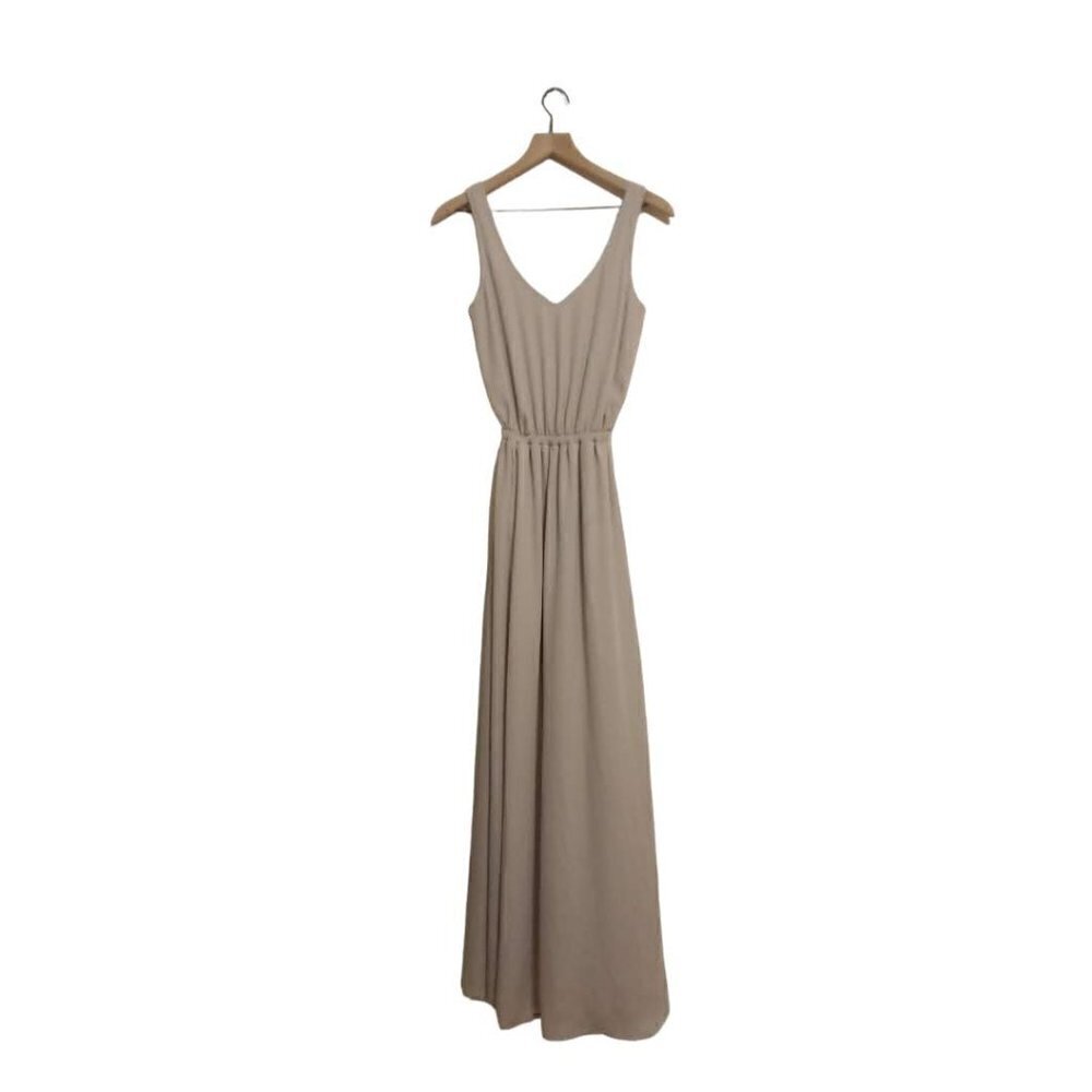 SHOW Me Your Mumu Kendall Maxi With Slit Dress Dune Chiffon Sz XS